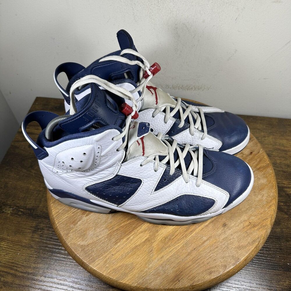 Air Jordan 6 Retro Shoes Mens Size 11 White Navy Red CT8529-164 Basketball